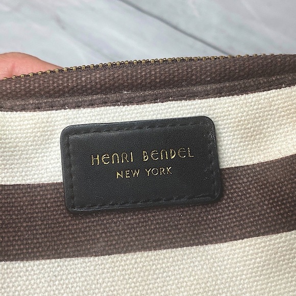 Henri Bendel Brown and Cream Striped Toiletry Bag - Picture 6 of 9